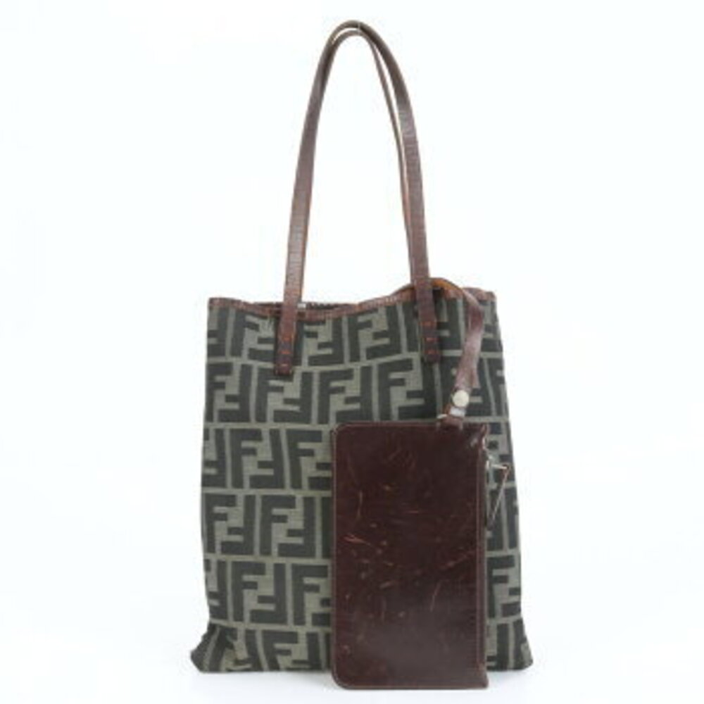 Fendi FF Zucca Leather Tote Bag Shoulder Handbag
